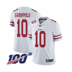 Men's San Francisco 49ers #10 Jimmy Garoppolo White Vapor Untouchable Limited Player 100th Season Football Jersey