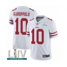 Men's San Francisco 49ers #10 Jimmy Garoppolo White Vapor Untouchable Limited Player Super Bowl LIV Bound Football Jersey