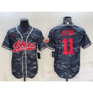 Men's San Francisco 49ers #11 Brandon Aiyuk Grey Camo With Patch Cool Base Stitched Baseball Jersey