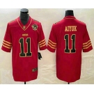 Men's San Francisco 49ers #11 Brandon Aiyuk Red 75th Patch Golden Edition Stitched Nike Limited Jersey