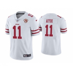 Men's San Francisco 49ers #11 Brandon Aiyuk White 2021 75th Anniversary Vapor Untouchable Limited Stitched Football Jersey