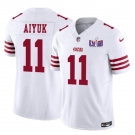 Men's San Francisco 49ers #11 Brandon Aiyuk White 2024 F.U.S.E. Super Bowl LVIII Patch Vapor Untouchable Limited Football Stitched Jersey