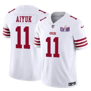 Men's San Francisco 49ers #11 Brandon Aiyuk White 2024 F.U.S.E. Super Bowl LVIII Patch Vapor Untouchable Limited Football Stitched Jersey