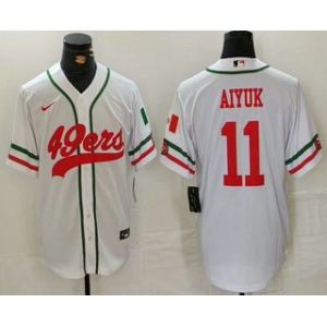 Men's San Francisco 49ers #11 Brandon Aiyuk White Mexico Cool Base Stitched Baseball Jersey