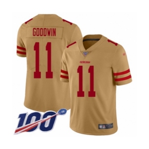 Men's San Francisco 49ers #11 Marquise Goodwin Limited Gold Inverted Legend 100th Season Football Jersey