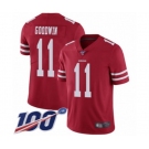 Men's San Francisco 49ers #11 Marquise Goodwin Red Team Color Vapor Untouchable Limited Player 100th Season Football Jersey