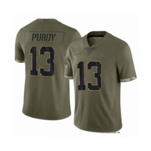 Men's San Francisco 49ers #13 Brock Purdy 2022 Olive Salute To Service Limited Stitched Jersey
