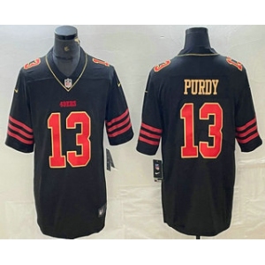 Men's San Francisco 49ers #13 Brock Purdy Black Gold Fashion Vapor Limited Stitched Jersey