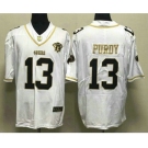 Men's San Francisco 49ers #13 Brock Purdy Black Gold With 75th Anniversary Patch Stitched Jersey