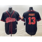 Men's San Francisco 49ers #13 Brock Purdy Black Red With Patch Cool Base Stitched Baseball Jersey