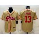 Men's San Francisco 49ers #13 Brock Purdy Gold With Patch Cool Base Stitched Baseball Jersey