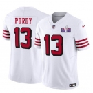 Men's San Francisco 49ers #13 Brock Purdy New White 2024 F.U.S.E. Super Bowl LVIII Patch Vapor Untouchable Limited Football Stitched Jersey