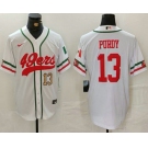 Men's San Francisco 49ers #13 Brock Purdy Number White Mexico Cool Base Stitched Baseball Jersey