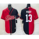 Men's San Francisco 49ers #13 Brock Purdy Red Black Two Tone Cool Base Stitched Baseball Jersey