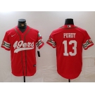 Men's San Francisco 49ers #13 Brock Purdy Red Mexico Cool Base Stitched Baseball Jersey