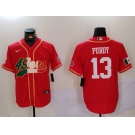 Men's San Francisco 49ers #13 Brock Purdy Red With Patch Cool Base Stitched Baseball Jersey