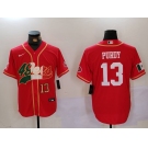 Men's San Francisco 49ers #13 Brock Purdy Red With Patch Cool Base Stitched Baseball Jerseys