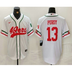 Men's San Francisco 49ers #13 Brock Purdy White Mexico Cool Base Stitched Baseball Jersey