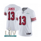 Men's San Francisco 49ers #13 Richie James Limited White Rush Vapor Untouchable Super Bowl LIV Bound Football Jersey