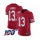 Men's San Francisco 49ers #13 Richie James Red Team Color Vapor Untouchable Limited Player 100th Season Football Jersey