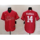 Men's San Francisco 49ers #14 Ricky Pearsall Red Pinstripe With Patch Cool Base Stitched Baseball Jersey