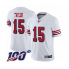 Men's San Francisco 49ers #15 Trent Taylor Limited White Rush Vapor Untouchable 100th Season Football Jersey