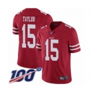 Men's San Francisco 49ers #15 Trent Taylor Red Team Color Vapor Untouchable Limited Player 100th Season Football Jersey