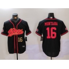 Men's San Francisco 49ers #16 Joe Montana Black With Patch Cool Base Stitched Baseball Jersey