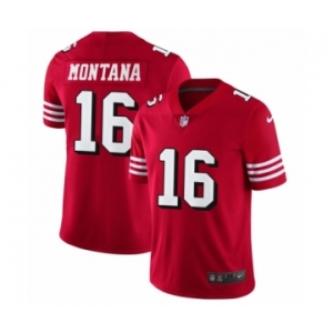 Men's San Francisco 49ers #16 Joe Montana Limited Red Rush Vapor Untouchable Football Jerseys