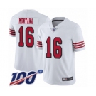 Men's San Francisco 49ers #16 Joe Montana Limited White Rush Vapor Untouchable 100th Season Football Jersey