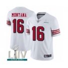 Men's San Francisco 49ers #16 Joe Montana Limited White Rush Vapor Untouchable Super Bowl LIV Bound Football Jersey