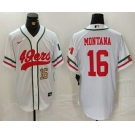 Men's San Francisco 49ers #16 Joe Montana Number White Mexico Cool Base Stitched Baseball Jersey