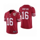 Men's San Francisco 49ers #16 Joe Montana Red 2021 75th Anniversary Vapor Untouchable Limited Stitched Football Jersey