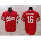 Men's San Francisco 49ers #16 Joe Montana Red Mexico Cool Base Stitched Baseball Jersey