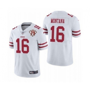 Men's San Francisco 49ers #16 Joe Montana White 2021 75th Anniversary Vapor Untouchable Limited Stitched Football Jersey