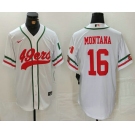 Men's San Francisco 49ers #16 Joe Montana White Mexico Cool Base Stitched Baseball Jersey