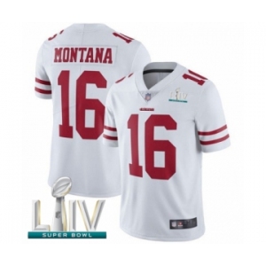 Men's San Francisco 49ers #16 Joe Montana White Vapor Untouchable Limited Player Super Bowl LIV Bound Football Jersey