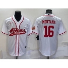 Men's San Francisco 49ers #16 Joe Montana White With Patch Cool Base Stitched Baseball Jersey