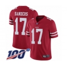 Men's San Francisco 49ers #17 Emmanuel Sanders Red Team Color Vapor Untouchable Limited Player 100th Season Football Jersey