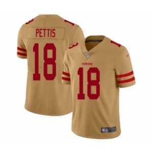 Men's San Francisco 49ers #18 Dante Pettis Limited Gold Inverted Legend Football Jersey