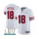 Men's San Francisco 49ers #18 Dante Pettis Limited White Rush Vapor Untouchable Super Bowl LIV Bound Football Jersey