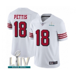 Men's San Francisco 49ers #18 Dante Pettis Limited White Rush Vapor Untouchable Super Bowl LIV Bound Football Jersey
