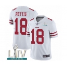 Men's San Francisco 49ers #18 Dante Pettis White Vapor Untouchable Limited Player Super Bowl LIV Bound Football Jersey