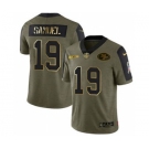 Men's San Francisco 49ers #19 Deebo Samuel 2021 Olive Camo Salute To Service Golden Limited Stitched Football Jersey