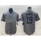 Men's San Francisco 49ers #19 Deebo Samuel Gray With Patch Cool Base Stitched Baseball Jersey