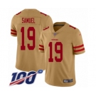 Men's San Francisco 49ers #19 Deebo Samuel Limited Gold Inverted Legend 100th Season Football Jersey