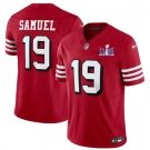 Men's San Francisco 49ers #19 Deebo Samuel New Red 2024 F.U.S.E. Super Bowl LVIII Patch Vapor Untouchable Limited Football Stitched Jersey