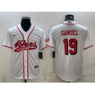 Men's San Francisco 49ers #19 Deebo Samuel New White With Patch Cool Base Stitched Baseball Jersey