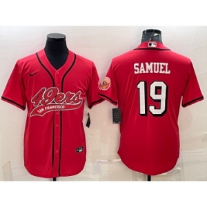 Men's San Francisco 49ers #19 Deebo Samuel Red Color Rush With Patch Cool Base Stitched Baseball Jersey