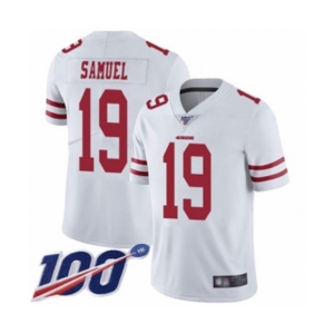 Men's San Francisco 49ers #19 Deebo Samuel White Vapor Untouchable Limited Player 100th Season Football Jersey